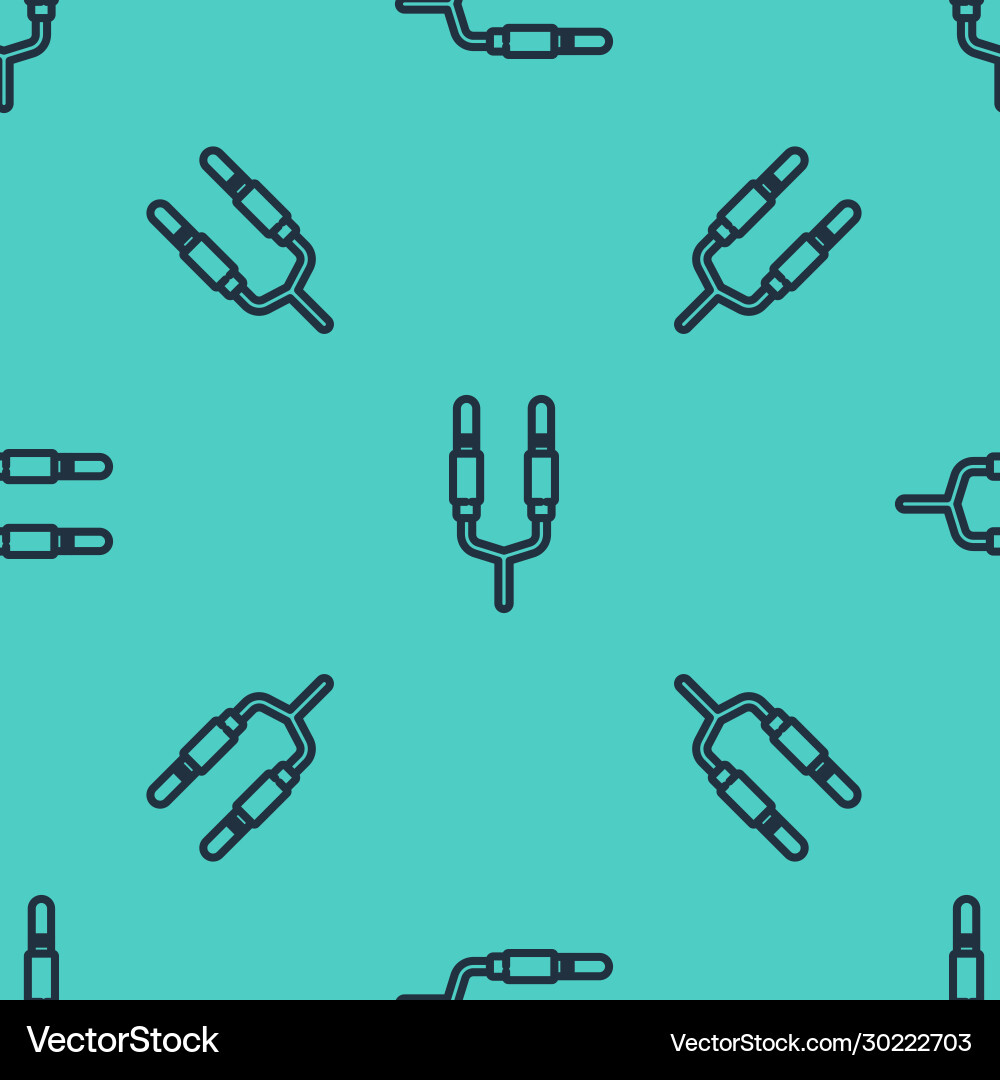 Black line audio jack icon isolated seamless Vector Image