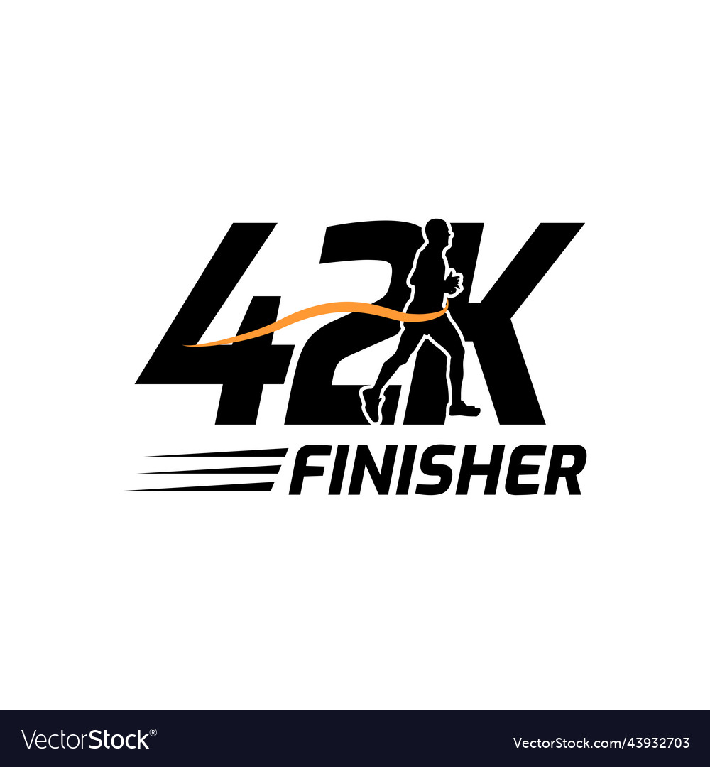 Black silhouette marathon run event finisher logo Vector Image