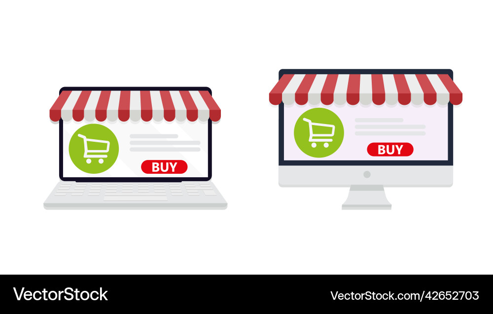 Computer and laptop screen buy online shopping Vector Image