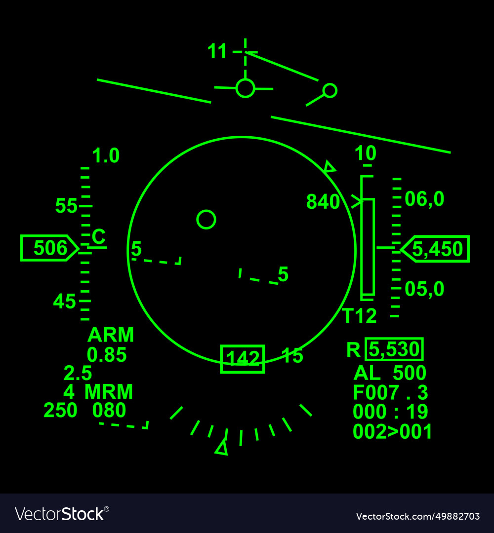 F 16 hud bvr missile view Royalty Free Vector Image