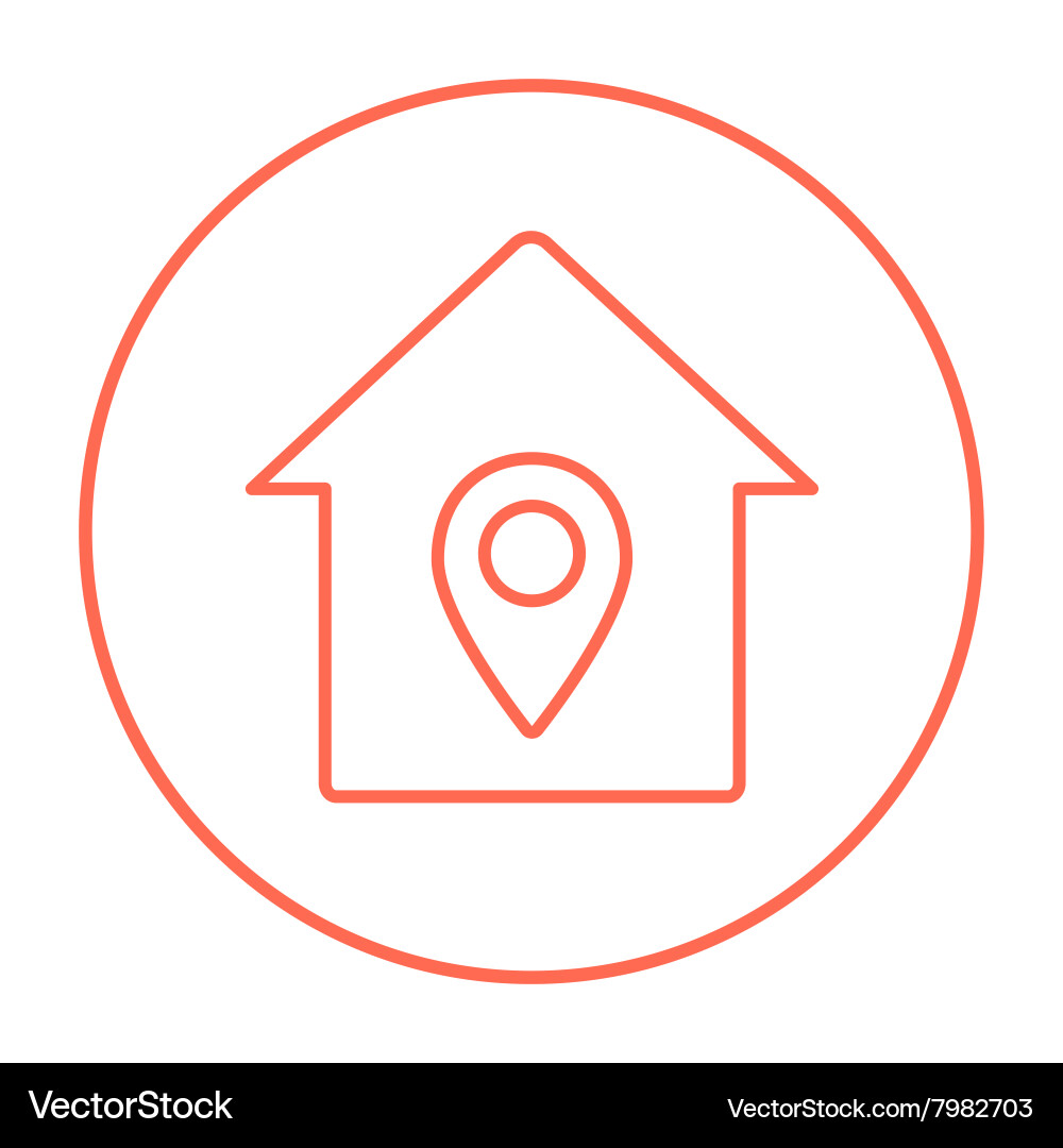 House with pointer line icon Royalty Free Vector Image