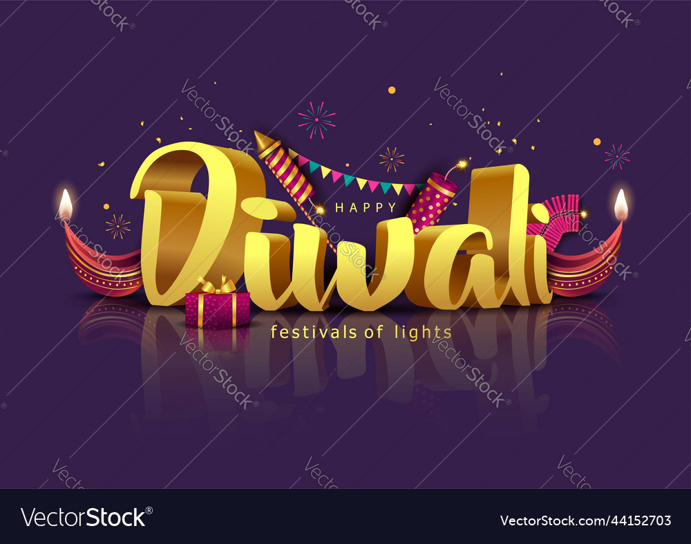 indian-festival-happy-diwali-with-diwali-props-vector-image