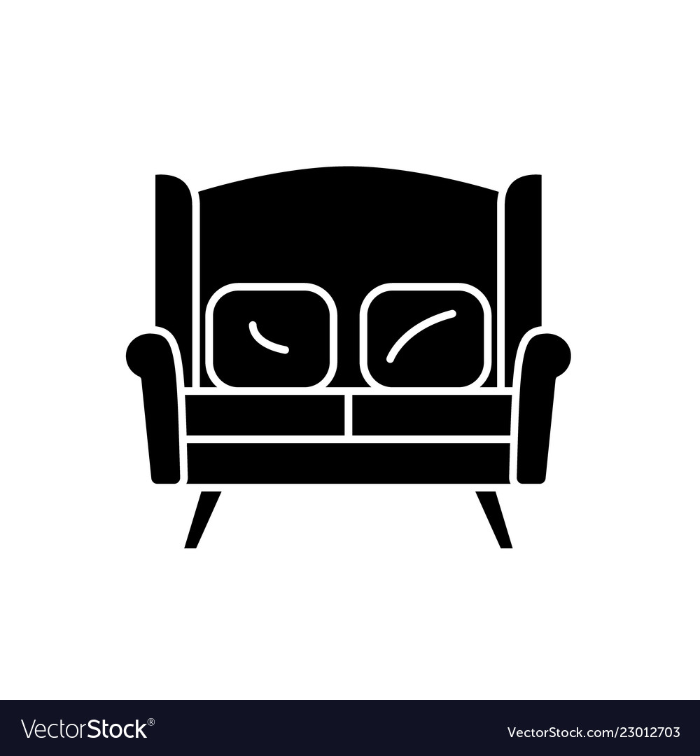 Sofa For Two Black Icon Sign On Isolated Vector Image