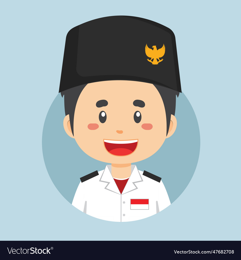 Avatar of a indonesian flag bearer character Vector Image