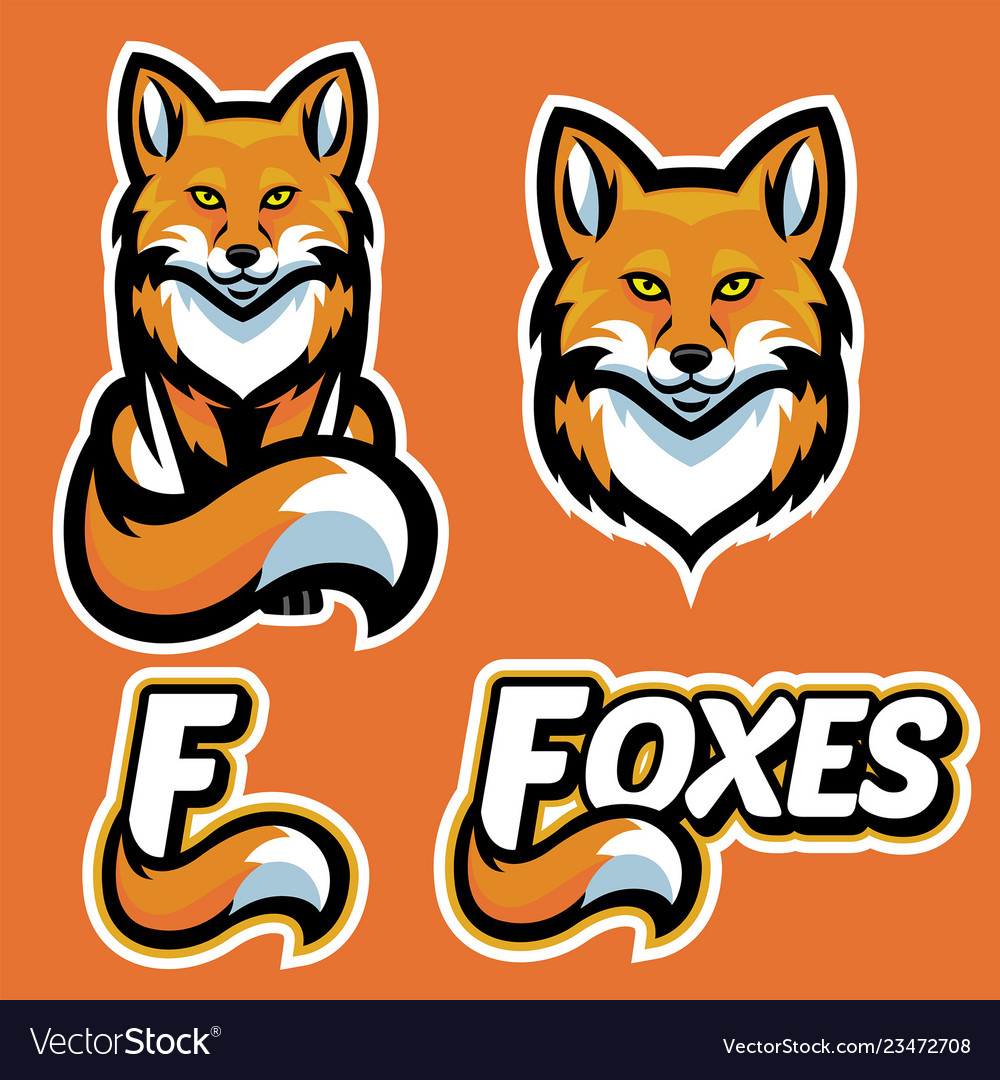 Fox mascot character set Royalty Free Vector Image