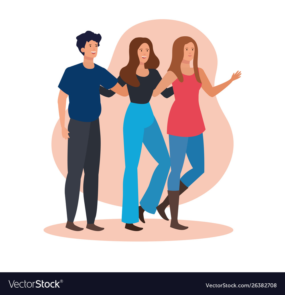 Happy women and man friends together Royalty Free Vector Happy women and man friends together Royalty Free Vector