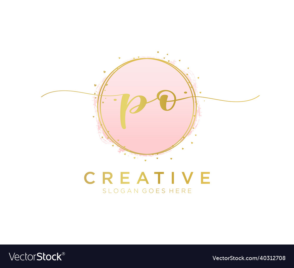 Initial po feminine logo usable for nature salon