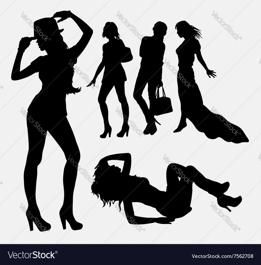 People female lifestyle silhouette Royalty Free Vector Image