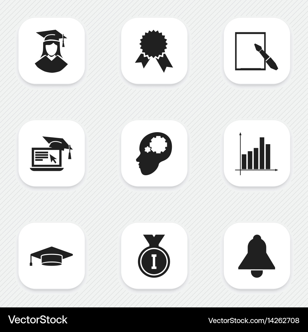 Set of 9 editable graduation icons includes Vector Image