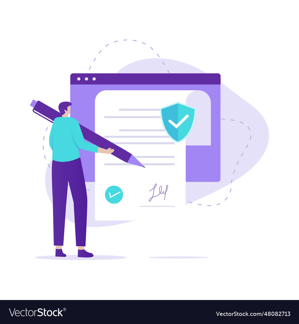 Flat design of smart contract concept