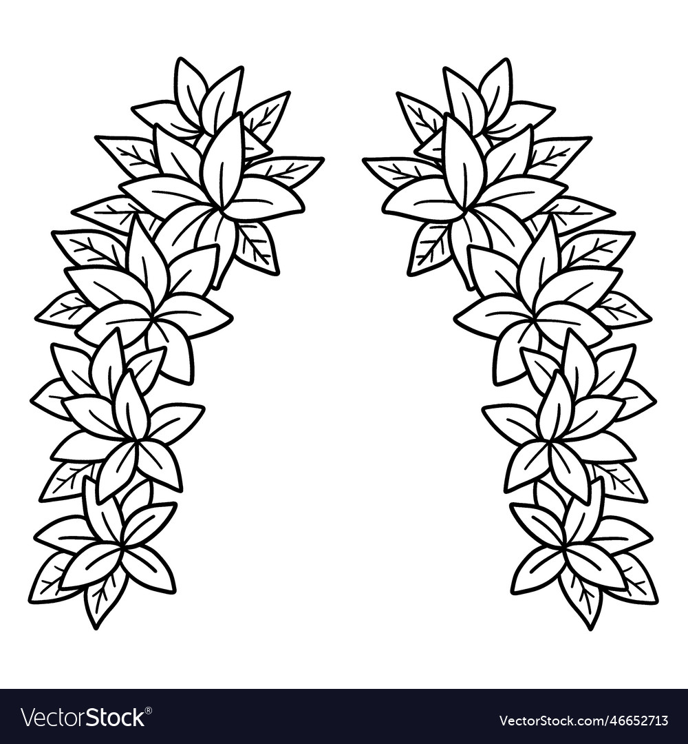 Flower wreath isolated coloring page for kids Vector Image