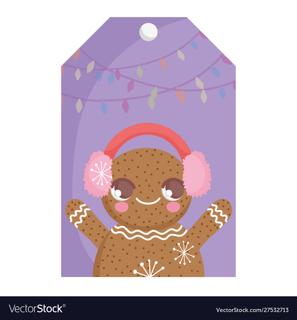 Gingerbread Man Decoration Merry Christmas Tag Vector Image