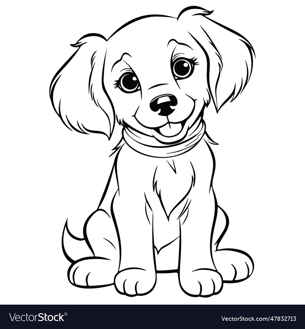 Kawaii dog coloring page