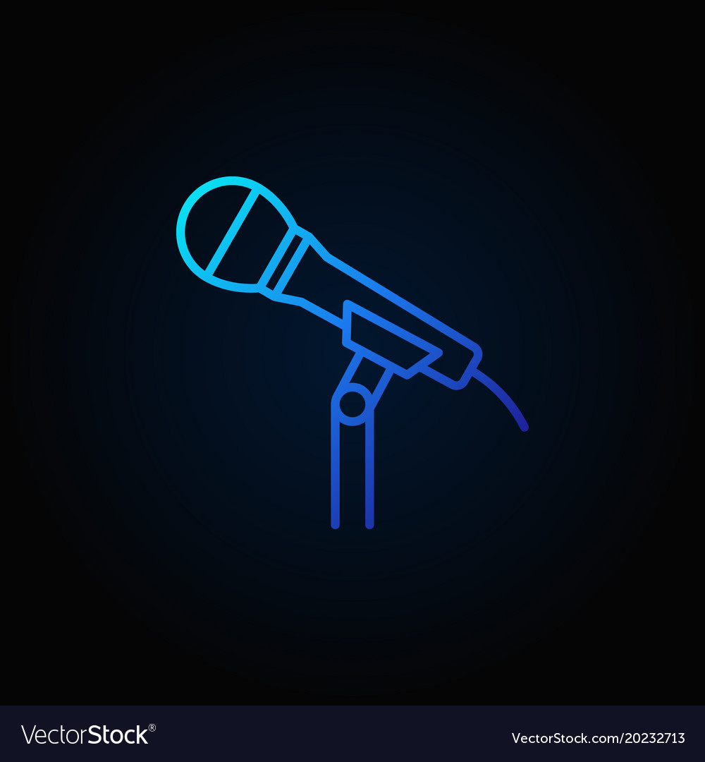 Microphone on the stand blue line icon Royalty Free Vector