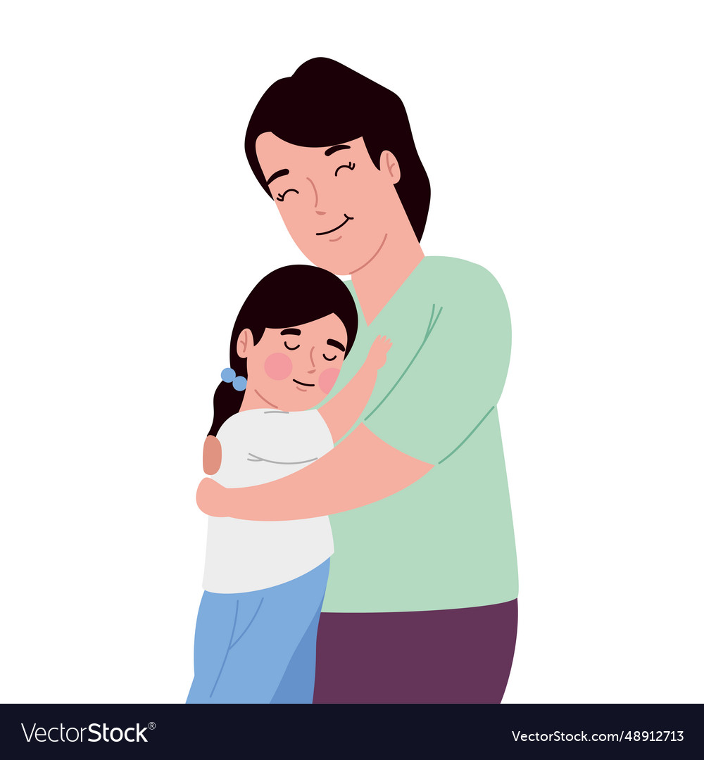 Mother hugging daughter cute Royalty Free Vector Image