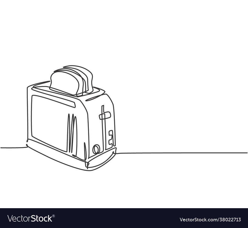 One single line drawing classic bread toaster Vector Image