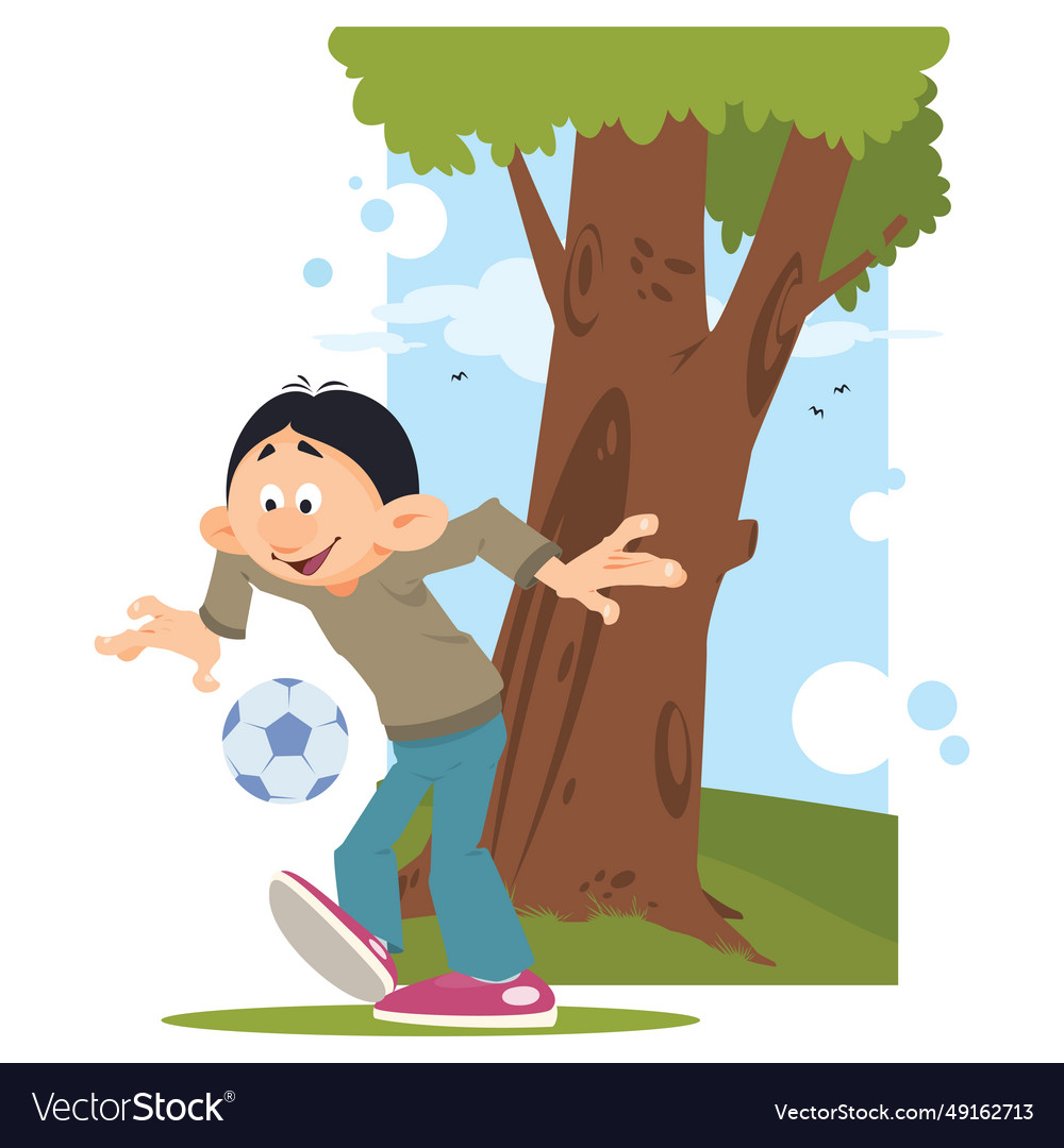 Teenager in park with soccer ball for internet Vector Image