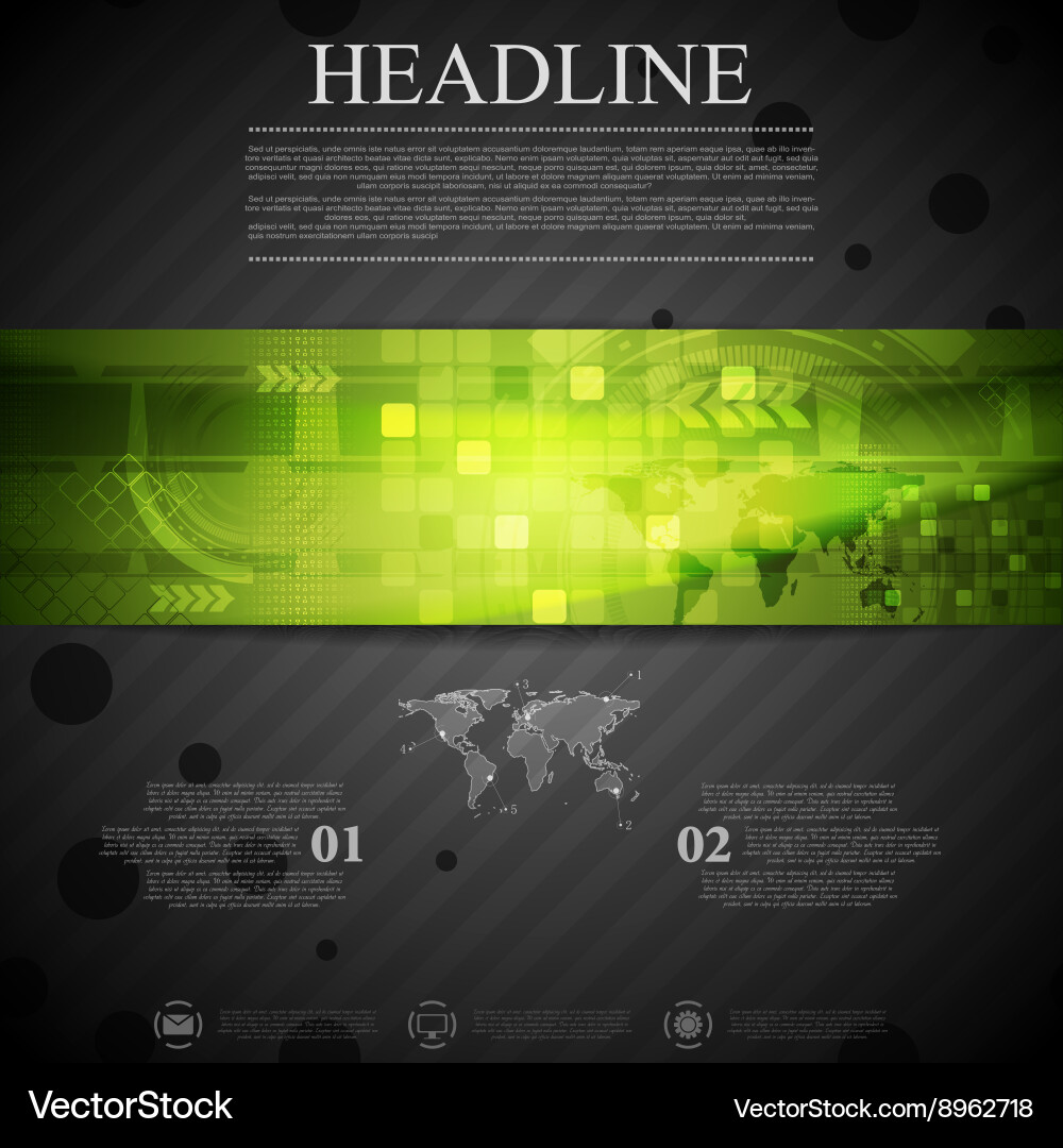 Brochure Tech Template With Green Banner Element Vector Image