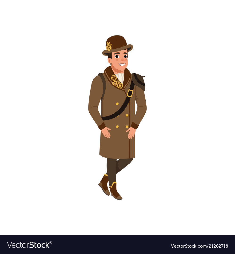 Gentleman in steampunk outfit young man wearing