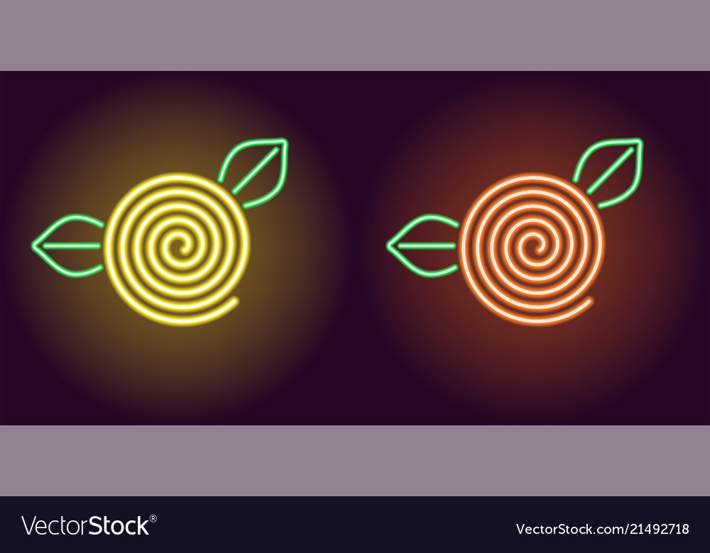 Neon rose flower in yellow and orange color Vector Image