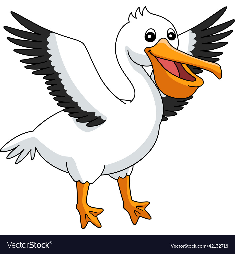 Pelican animal cartoon colored clipart Royalty Free Vector