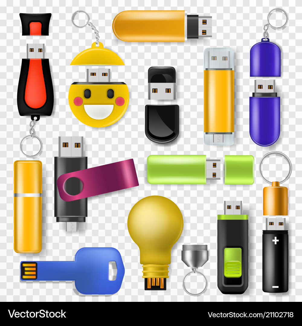 Usb flash drive memory storage and digital Vector Image