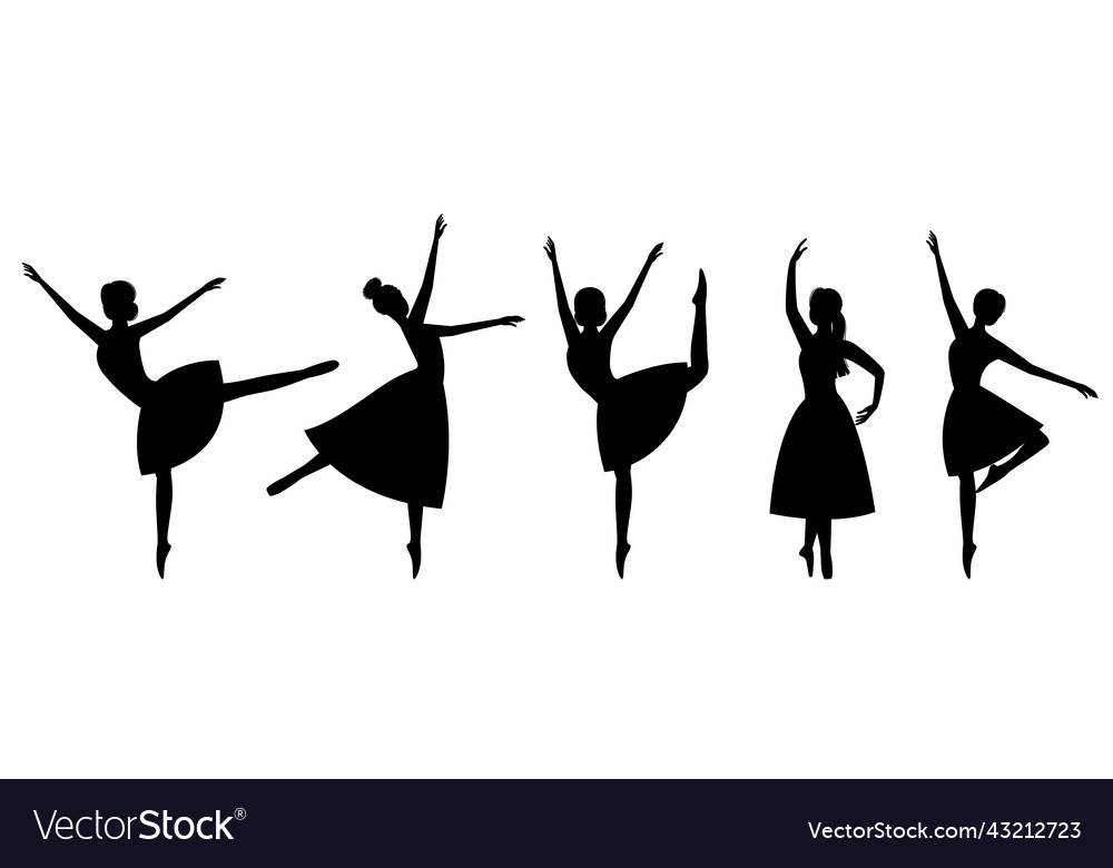 Ballet Dancer Silhouettes Of Dancing Ballerinas Vector Image 8906