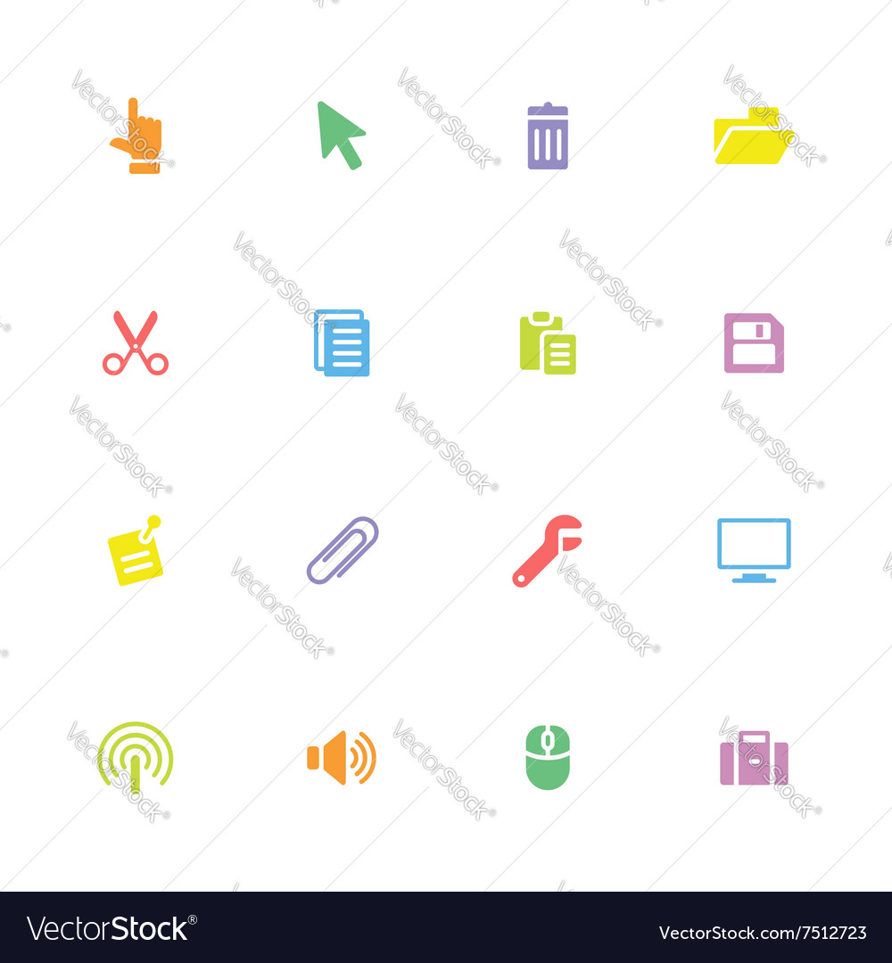 Colorful simple flat icon set 3