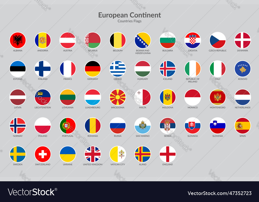 European countries flag icons collection Vector Image