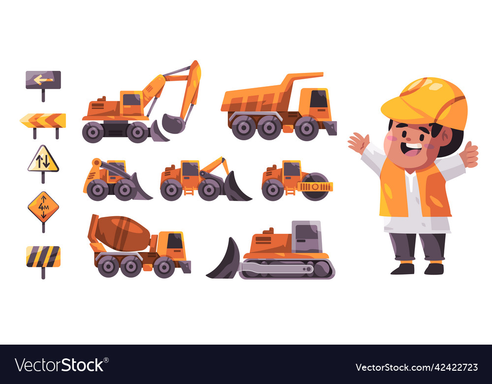 Profession boy cartoon bulldozer loader shovel Vector Image