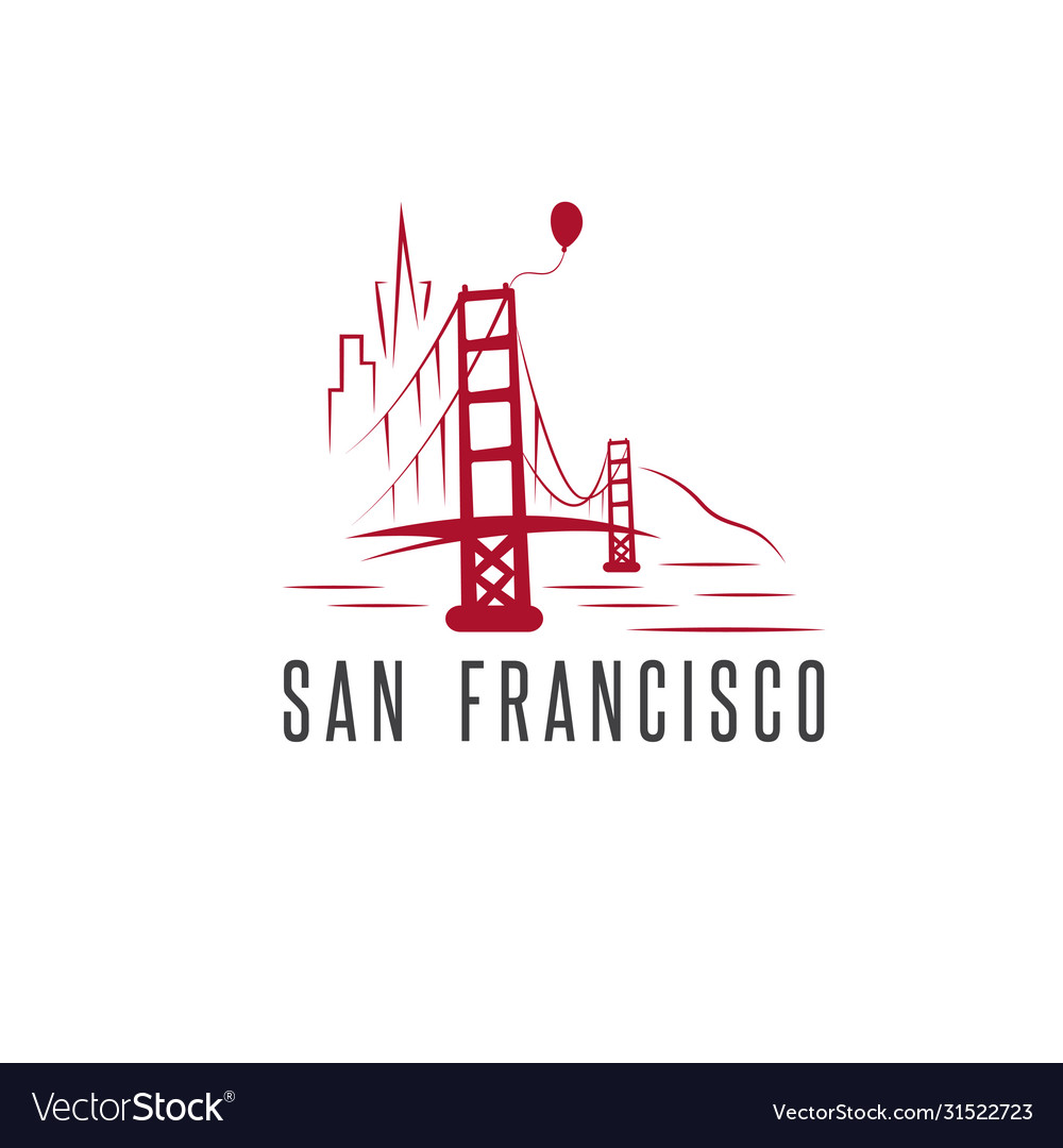 San francisco skylineballoon and golden gate Vector Image