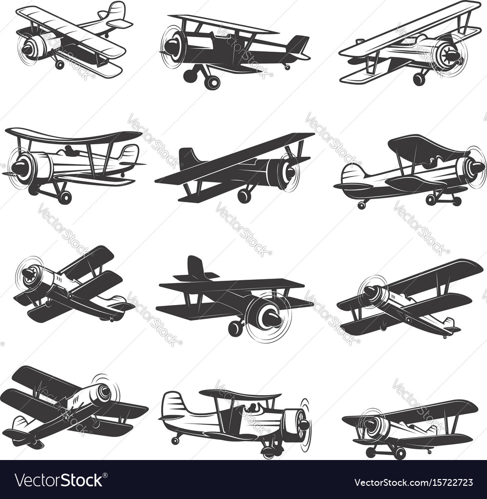 Set of vintage airplanes icons aircraft design Vector Image