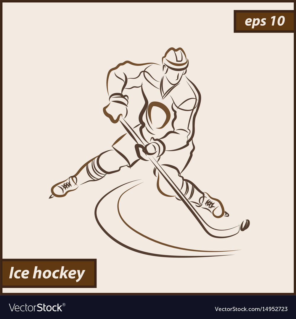 Shows a hockey player Royalty Free Vector Image