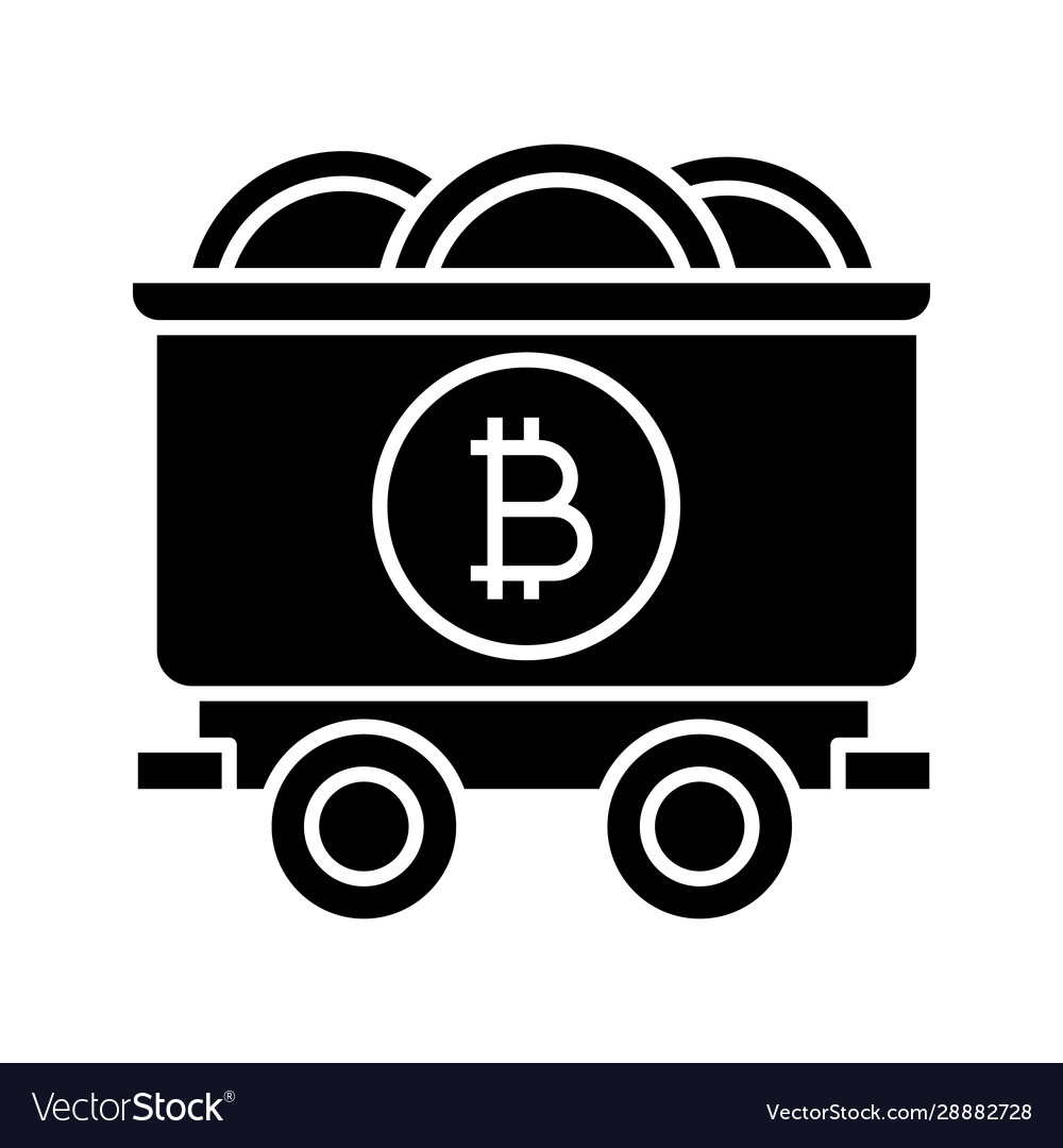 Bitcoin mining business glyph icon