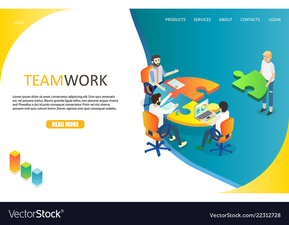 Business Teamwork Landing Page Website Royalty Free Vector