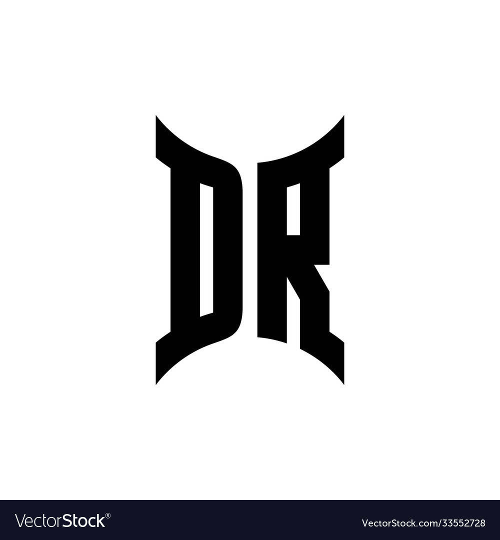 Dr monogram logo with curved side Royalty Free Vector Image