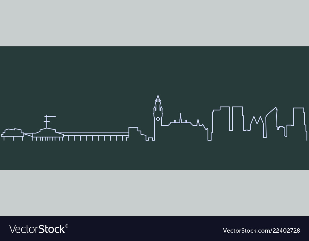 Hague single line skyline Royalty Free Vector Image