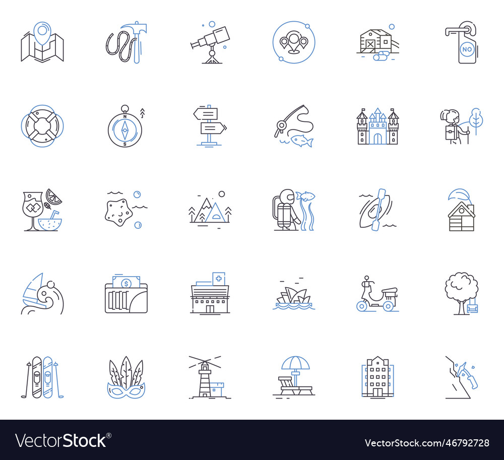 Leisure enterprise line icons collection Vector Image