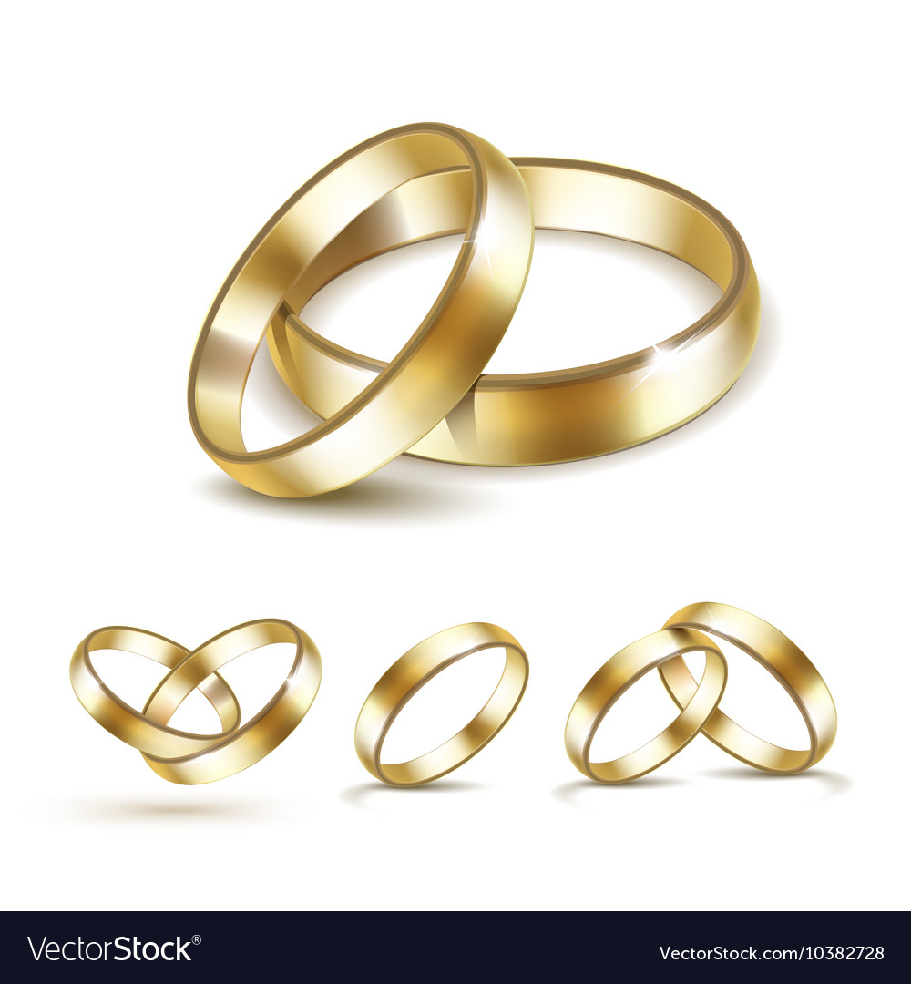Set of gold wedding rings isolated Royalty Free Vector Image