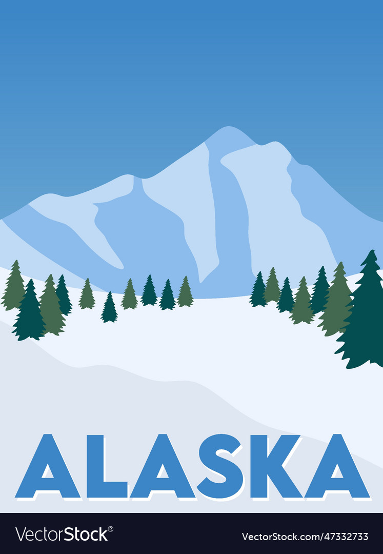 Alaska state with beautiful view Royalty Free Vector Image