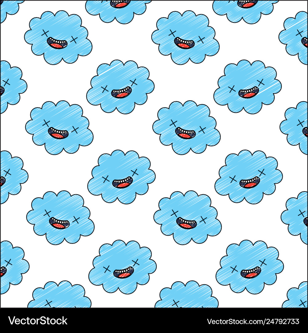 Cute cloud kawaii pattern Royalty Free Vector Image
