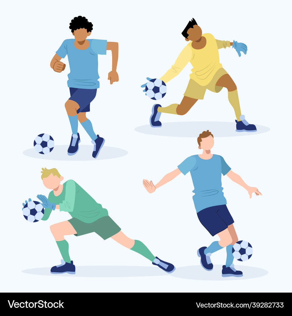 Flat football player set Royalty Free Vector Image