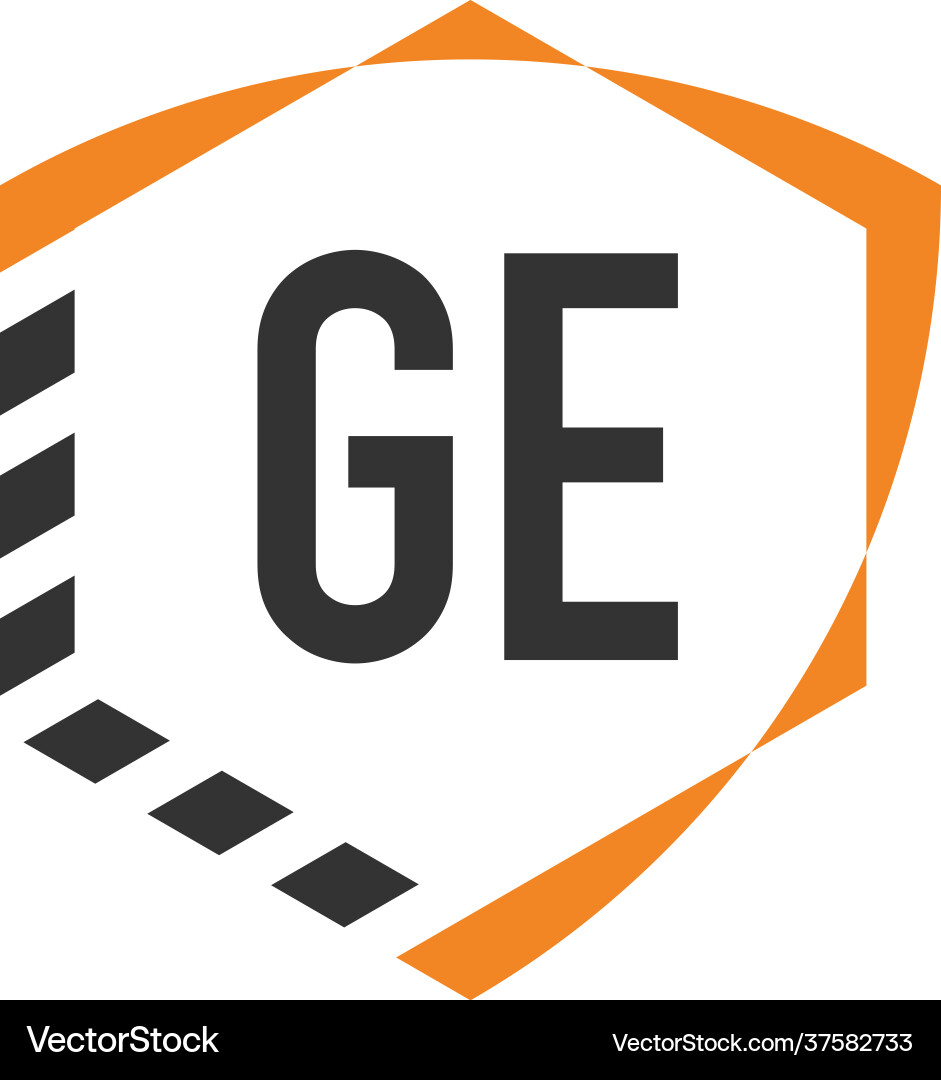 Initial letter ge shield hexagonal logo template Vector Image
