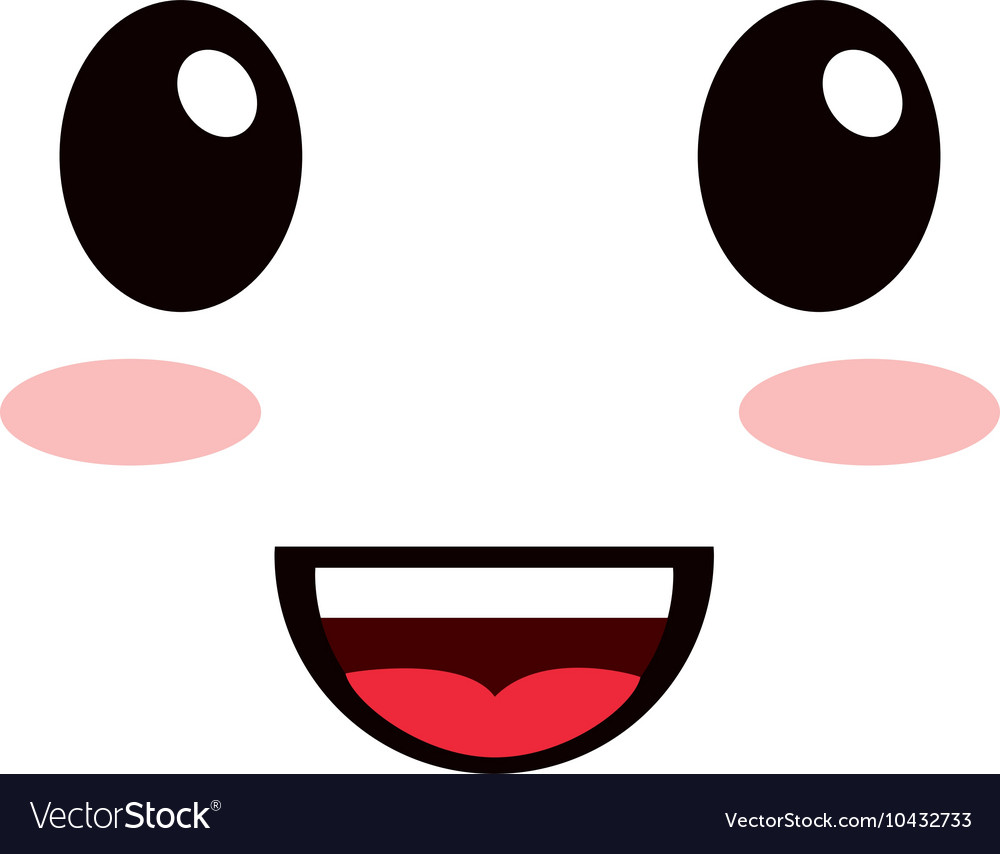 Kawaii happy facial expression icon Royalty Free Vector