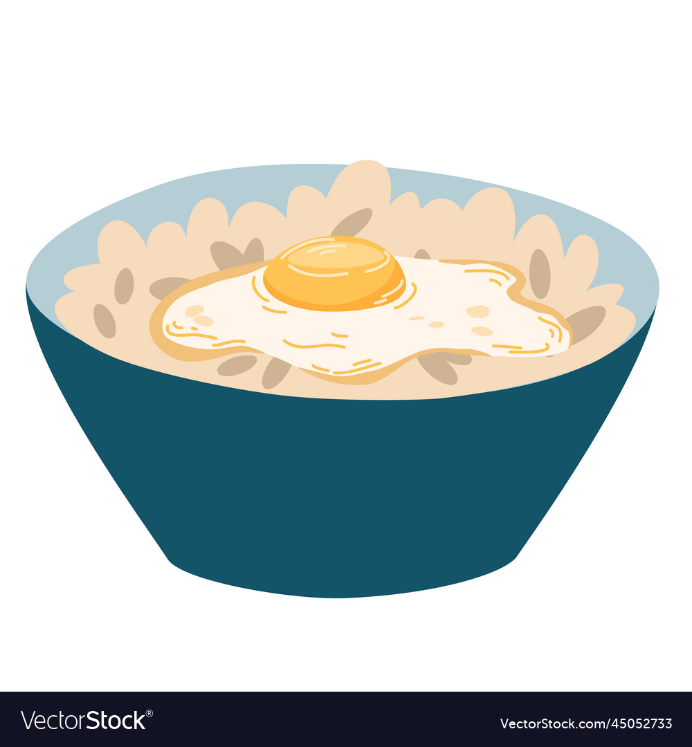 Poke bowl with rice vegetables egg meat fish Vector Image