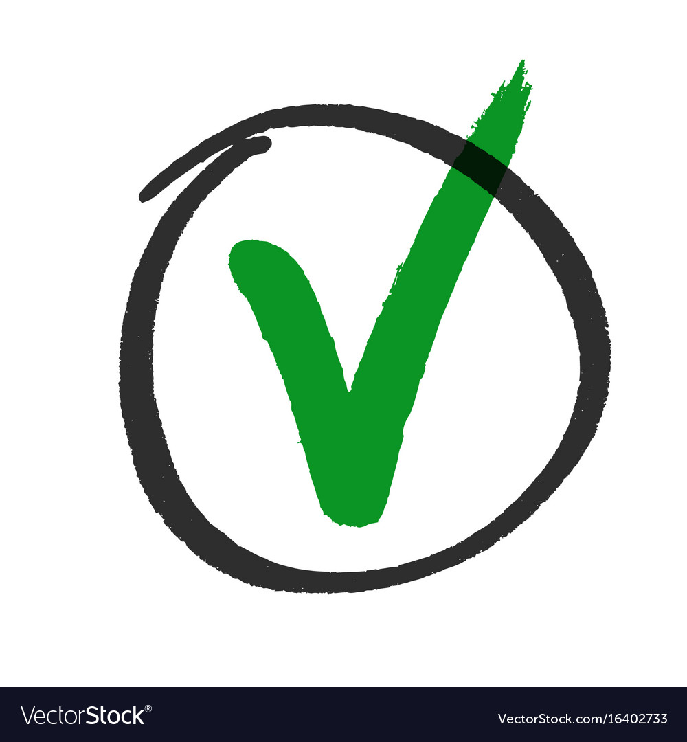 Vote or approved check mark hand drawn Royalty Free Vector