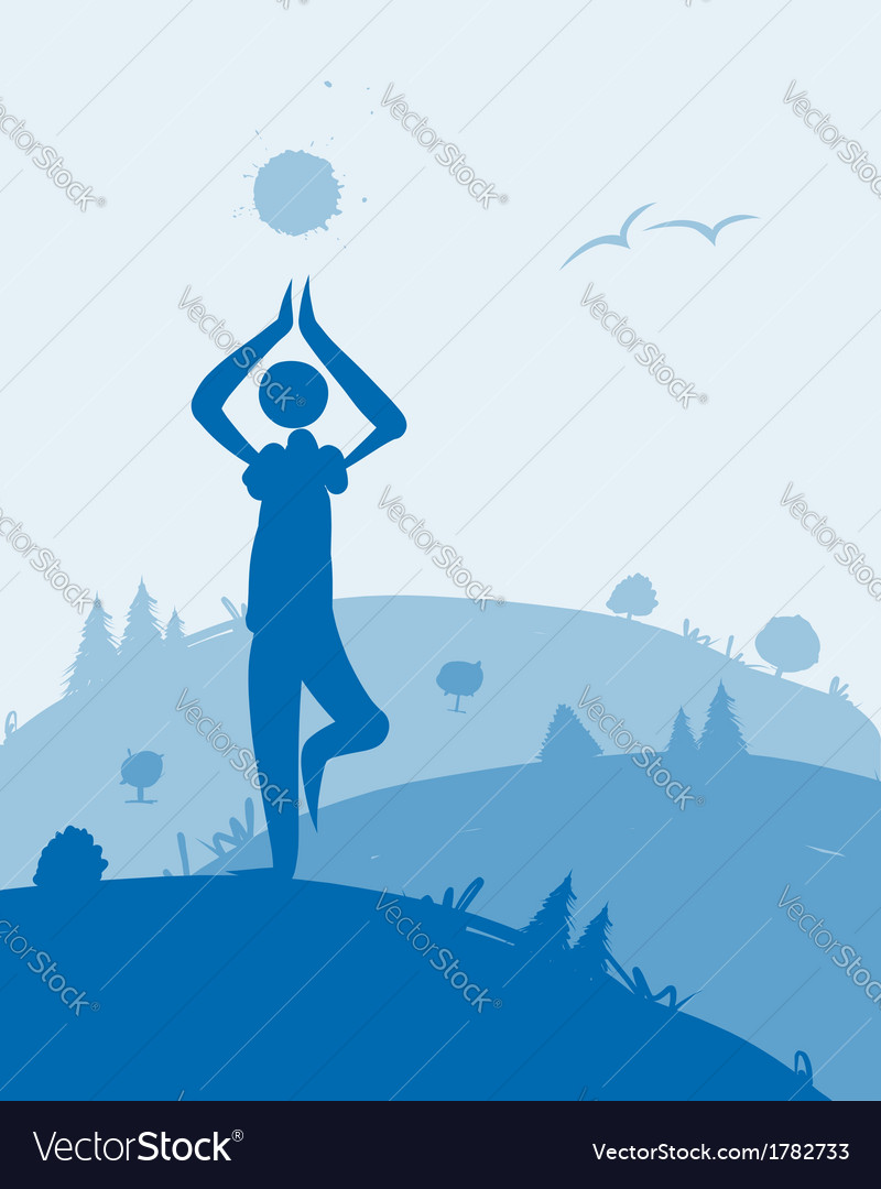 Yoga at dawn landscape for your design Royalty Free Vector