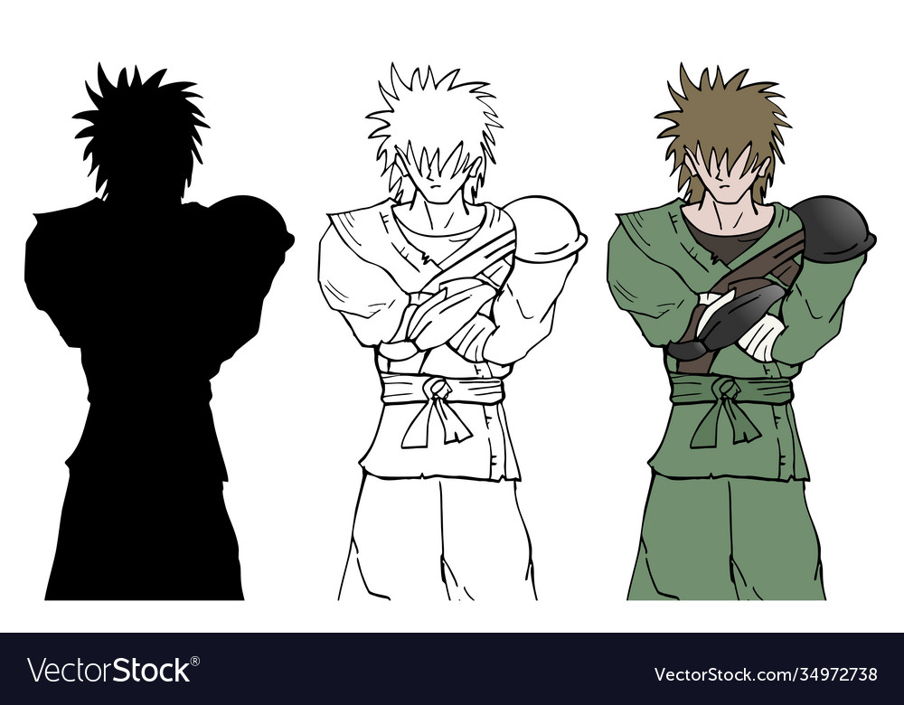 Cartoon warrior hand drawing Royalty Free Vector Image