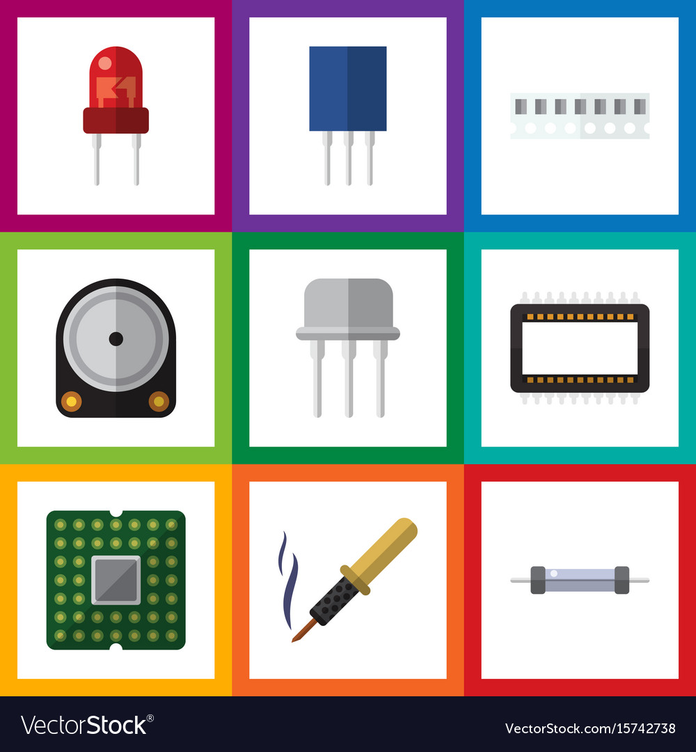 Flat icon device set of hdd recipient resist