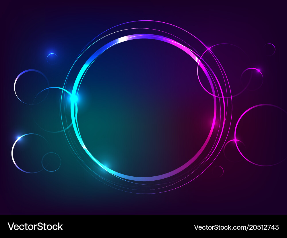 Circle neon light banner with free space for text Vector Image